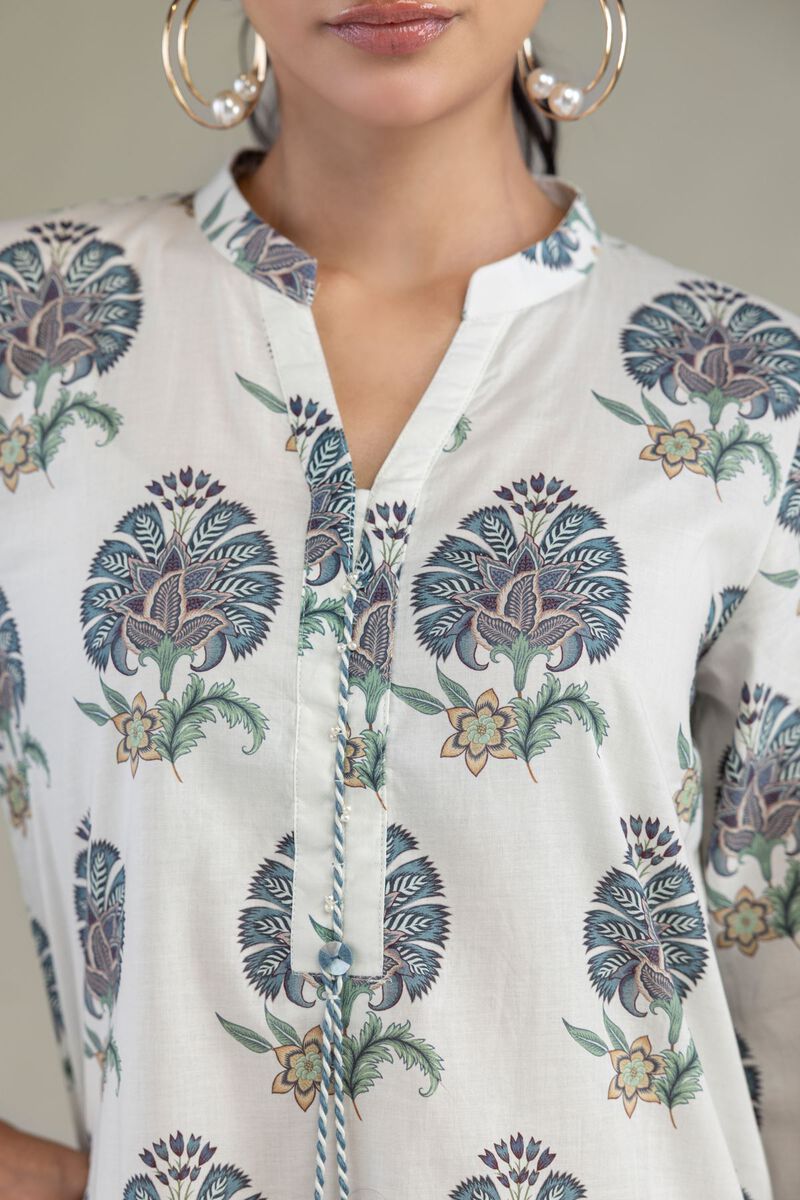 White Printed Kurta
