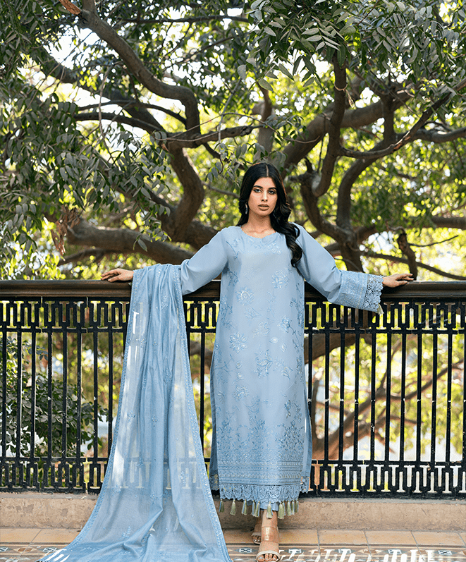 Falak Unstitched Embroidered Suit (3-Piece)