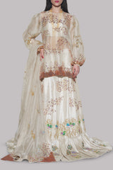 White Swan Embellished Organza Skirt Set