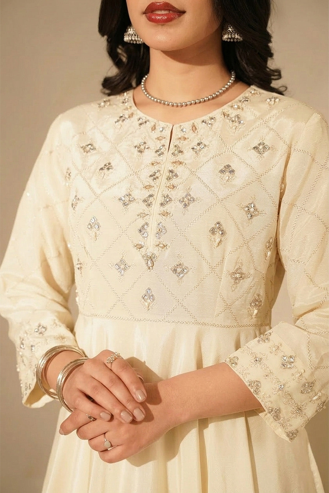 2 Piece Raw Silk Embroidered Suit (FS0150)