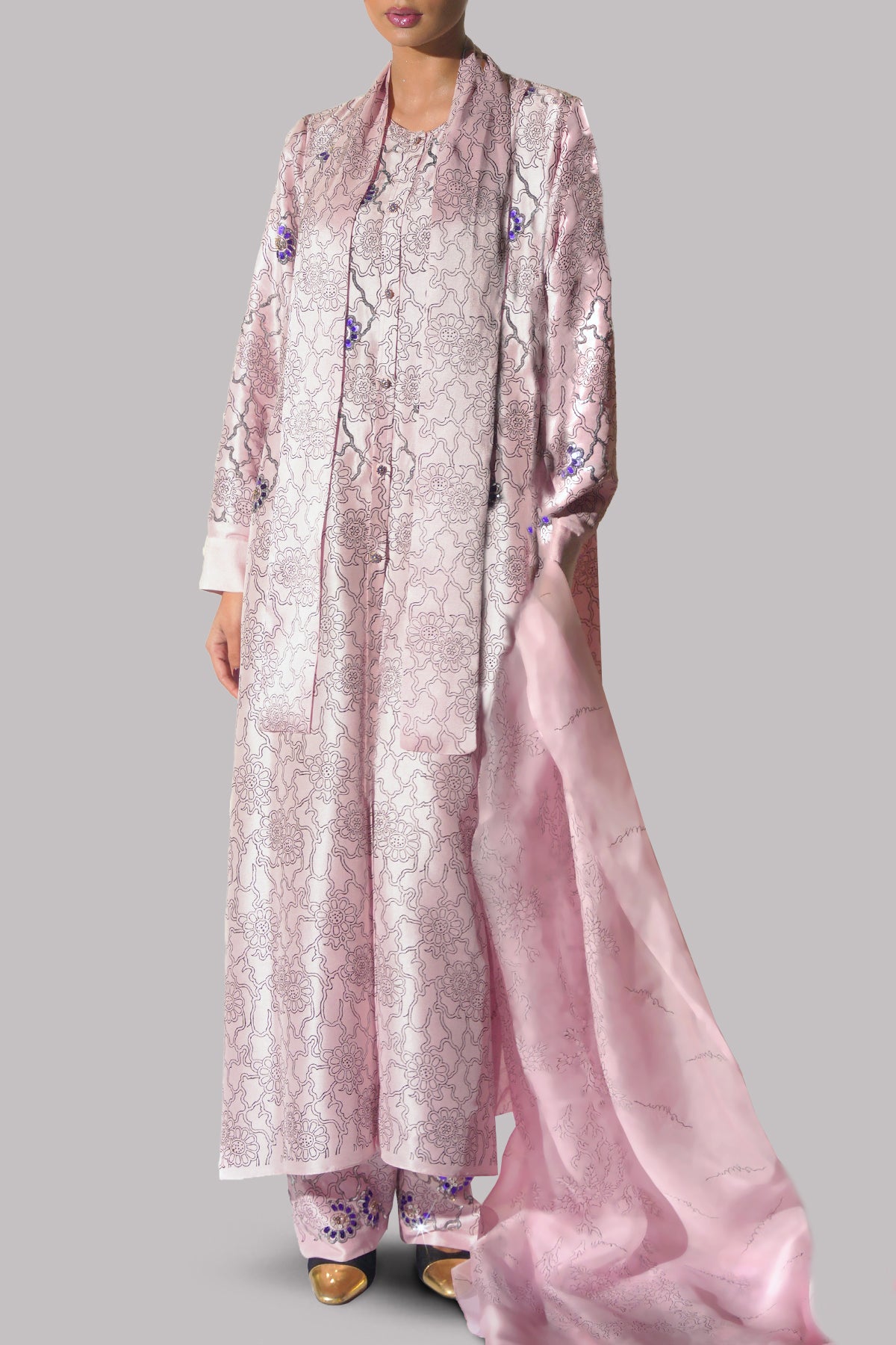 Blushing Bride Tie Up Block Printed Set