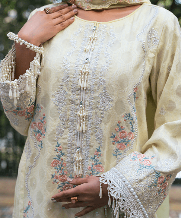 Basant Unstitched Embroidered Suit (3-Piece)