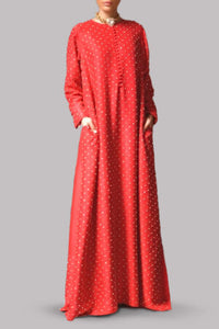 Tango Red Crystal Embellished Silk Maxi Dress
