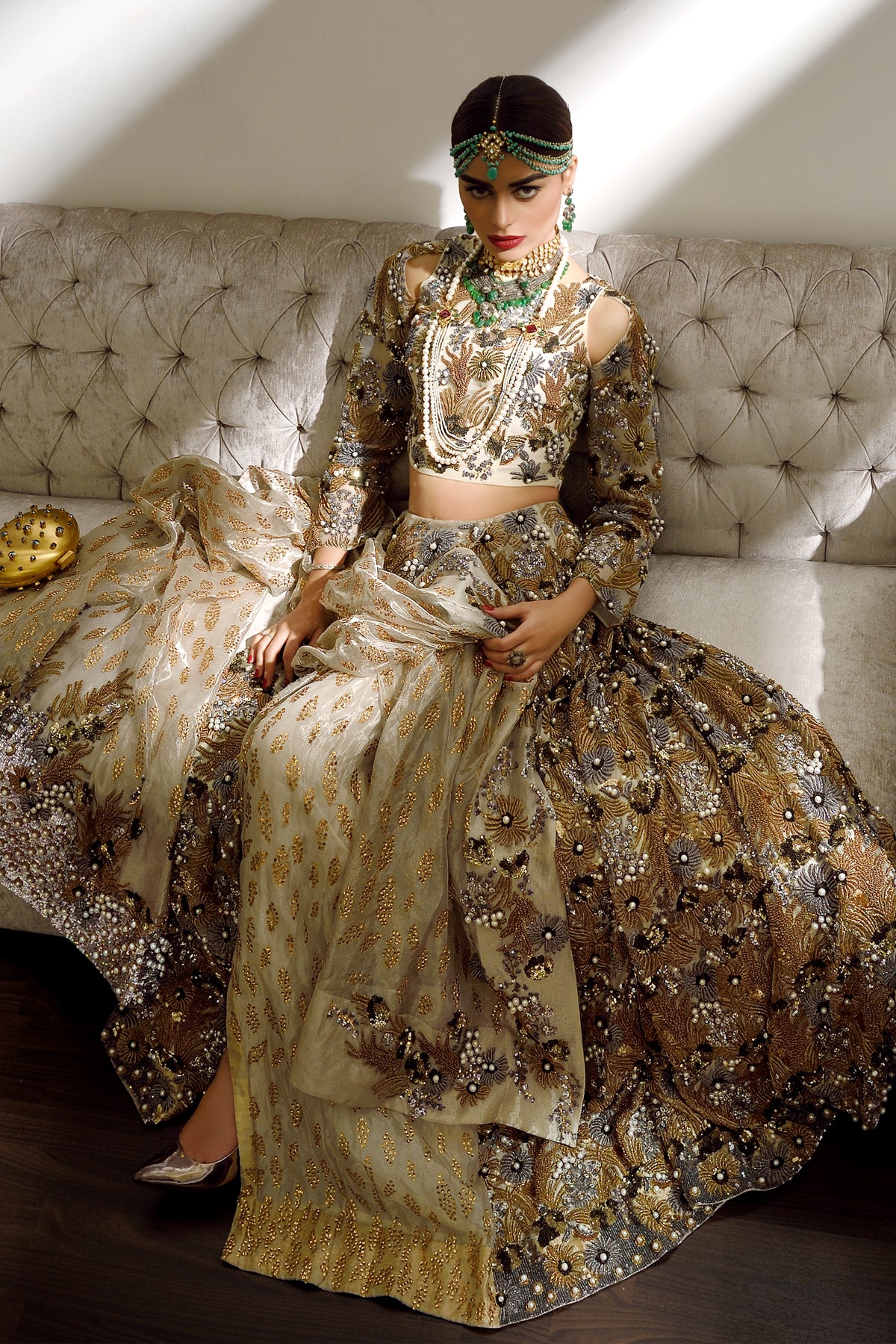 Gold Embellished Lehenga Choli Set