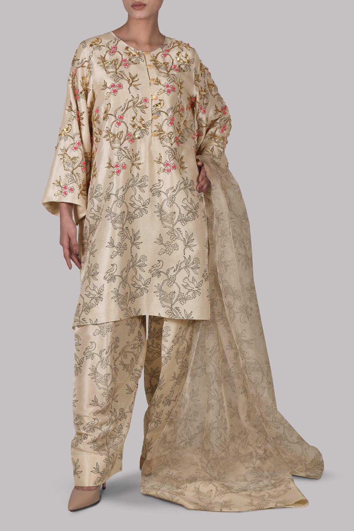 Rugby Tan Embellished Block Printed Set