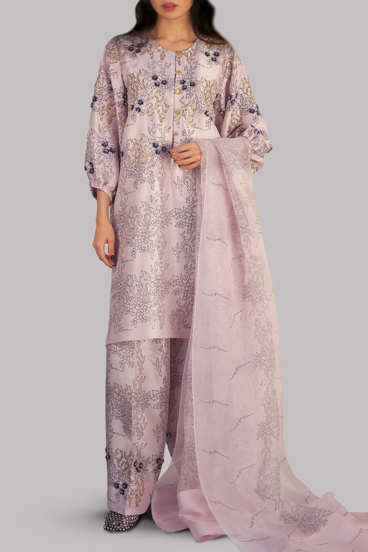 Blushing Bride Block Printed &amp; Embellished Set