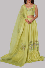 Illuminating Yellow Embellished Skirt Set