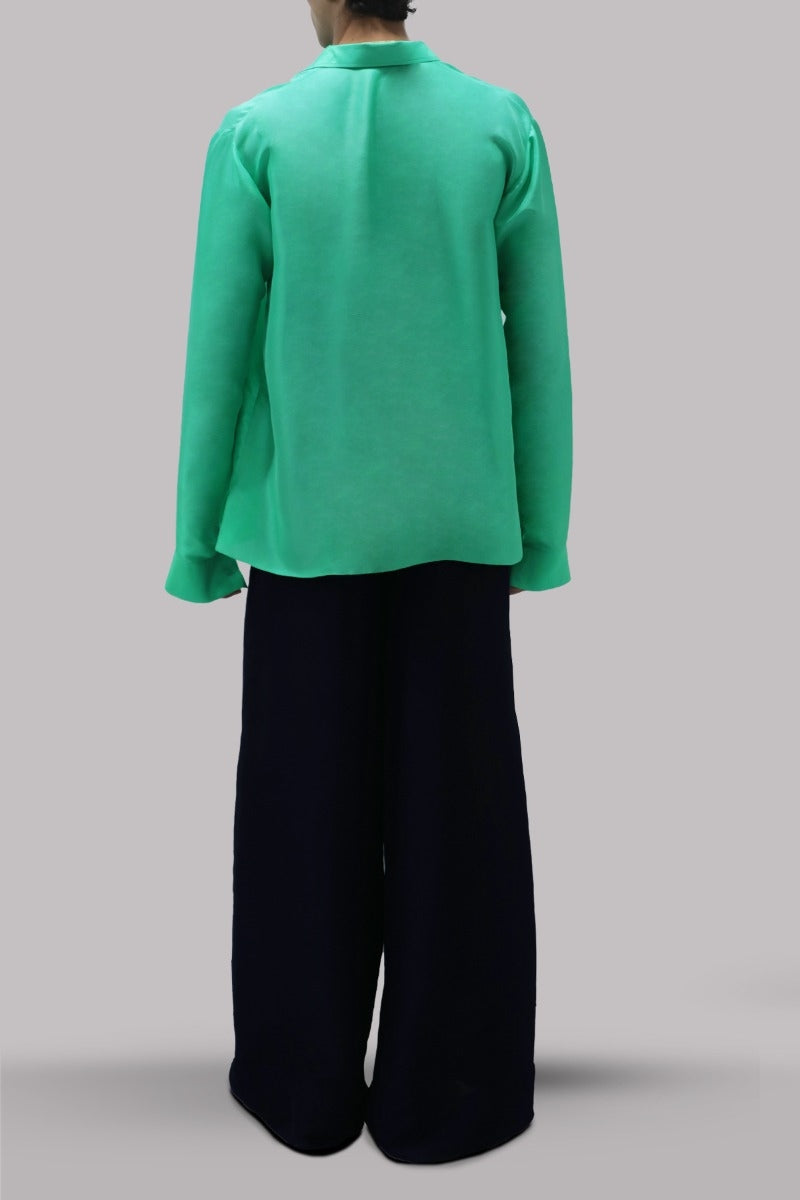 Spring Bud Raw Silk Button Down Shirt