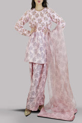 Blushing Bride Block Printed &amp; Embellished Raw Silk Set