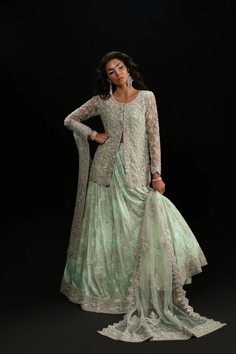 Minty Printed Lehnga And Jewelled Jacket Set (D-05)