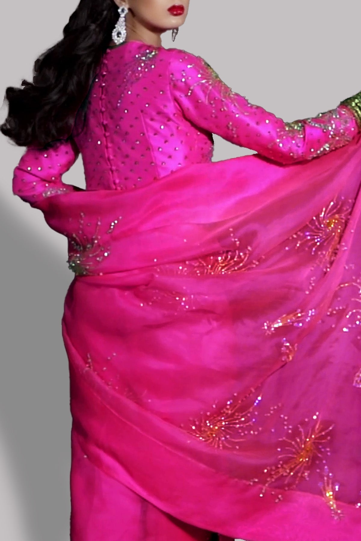Diva Pink Embellished Organza Sari