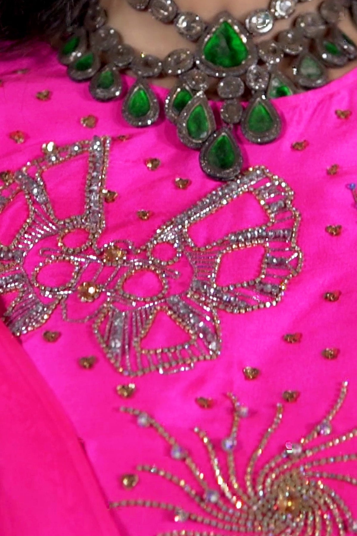 Diva Pink Embellished Organza Sari