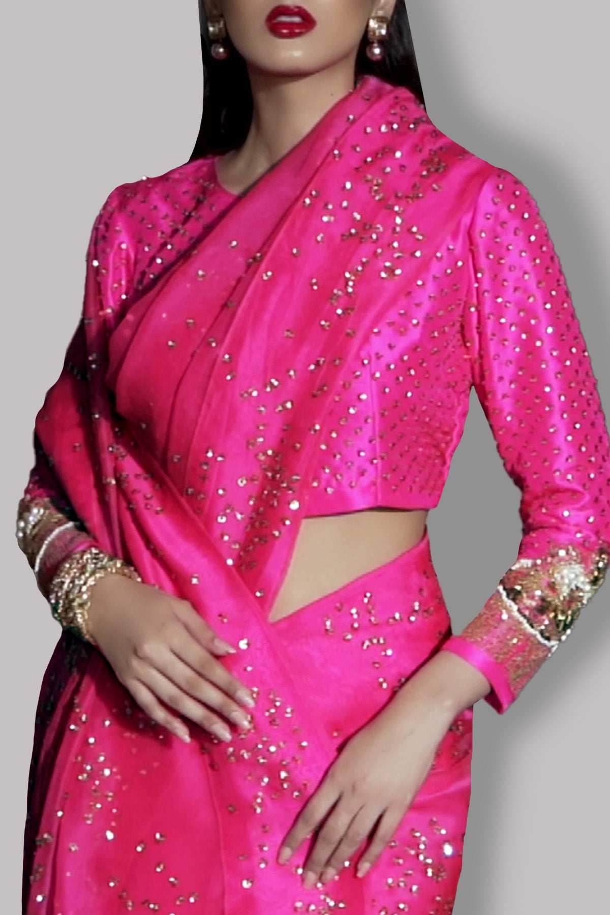 Beetroot Purple Embellished Organza Sari