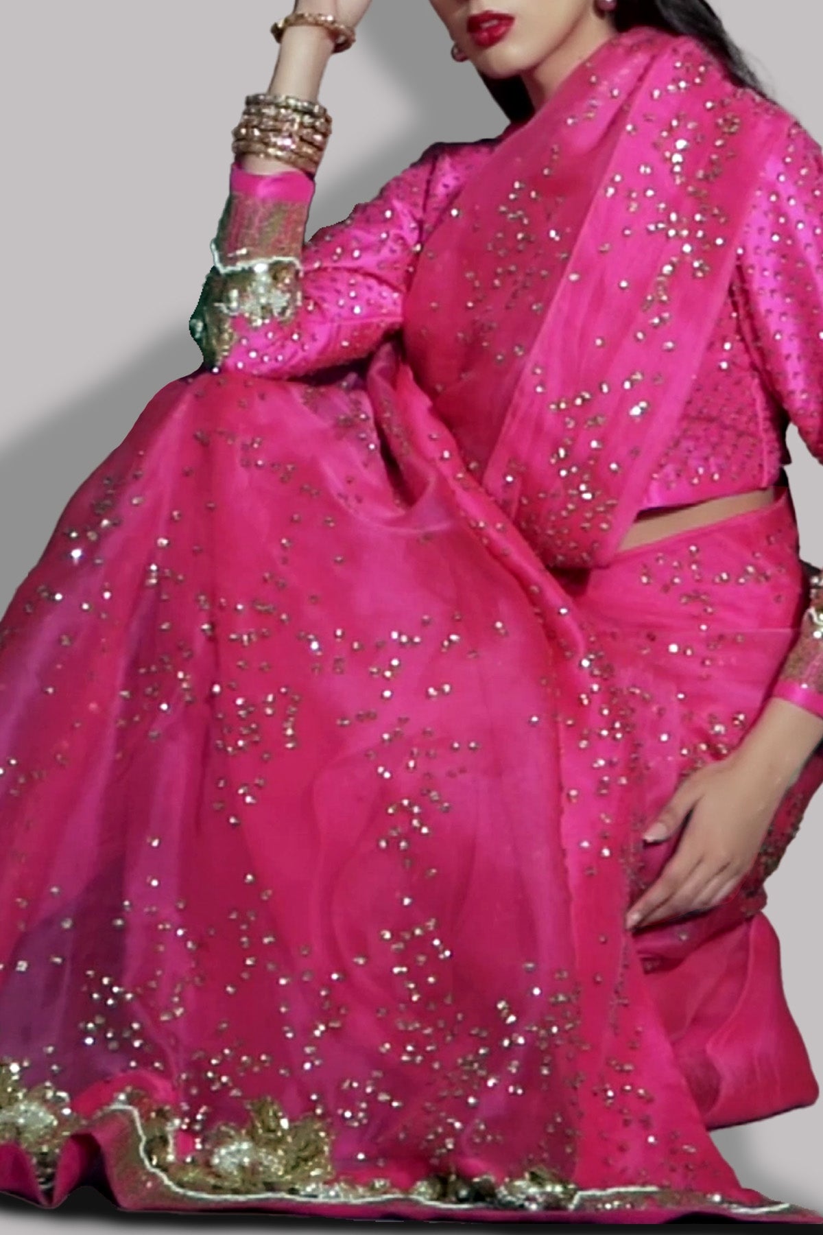 Beetroot Purple Embellished Organza Sari