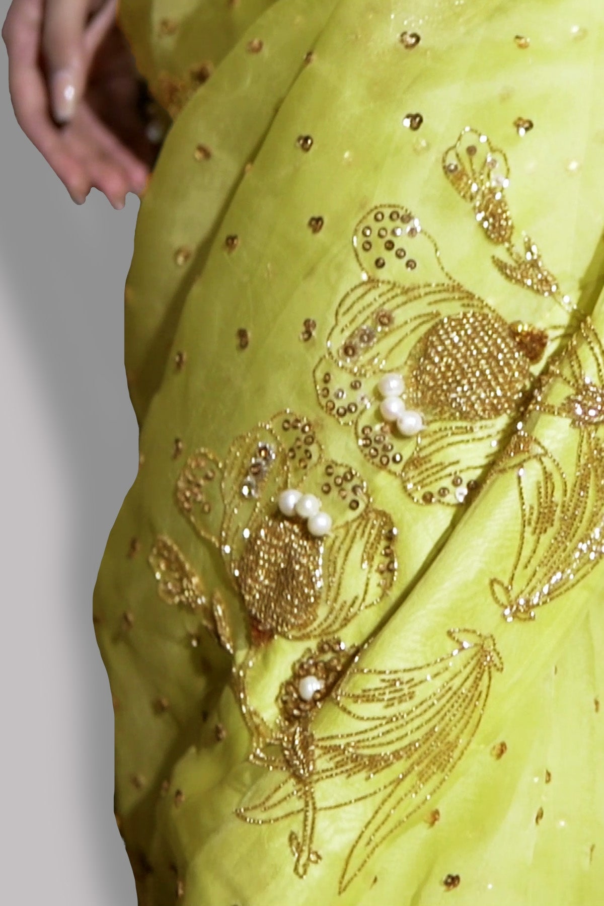 Aurora Yellow Embellished Organza Sari