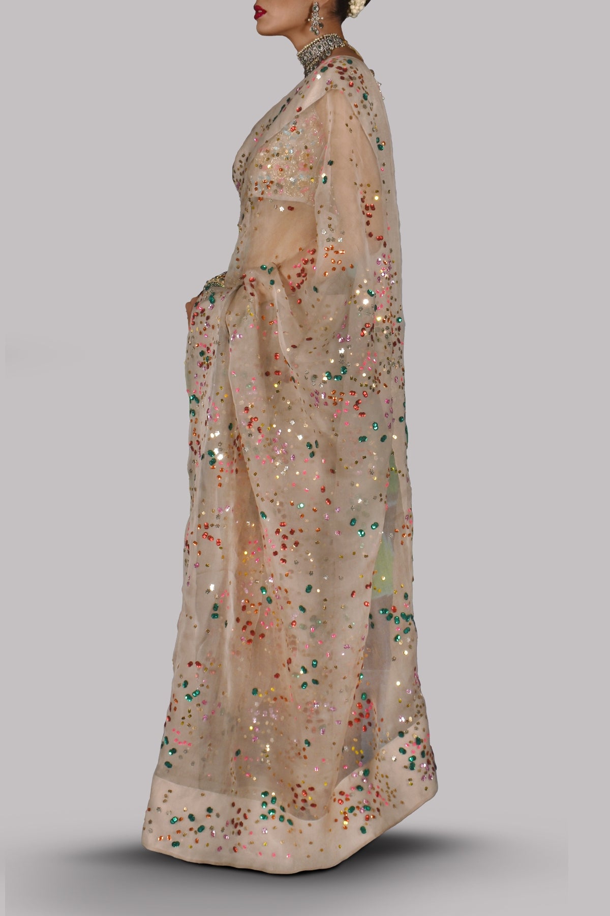 Moonlight Embellished Organza Sari