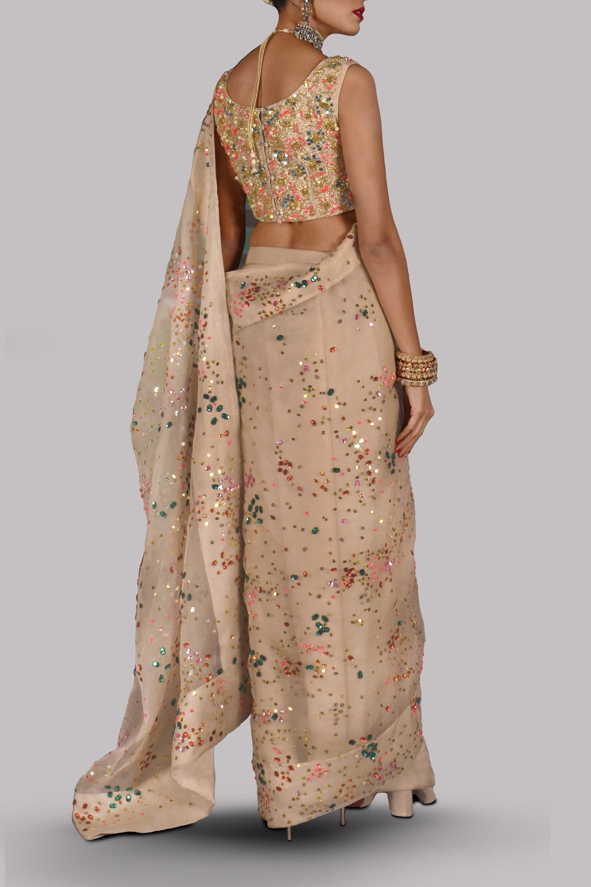 Moonlight Embellished Organza Sari