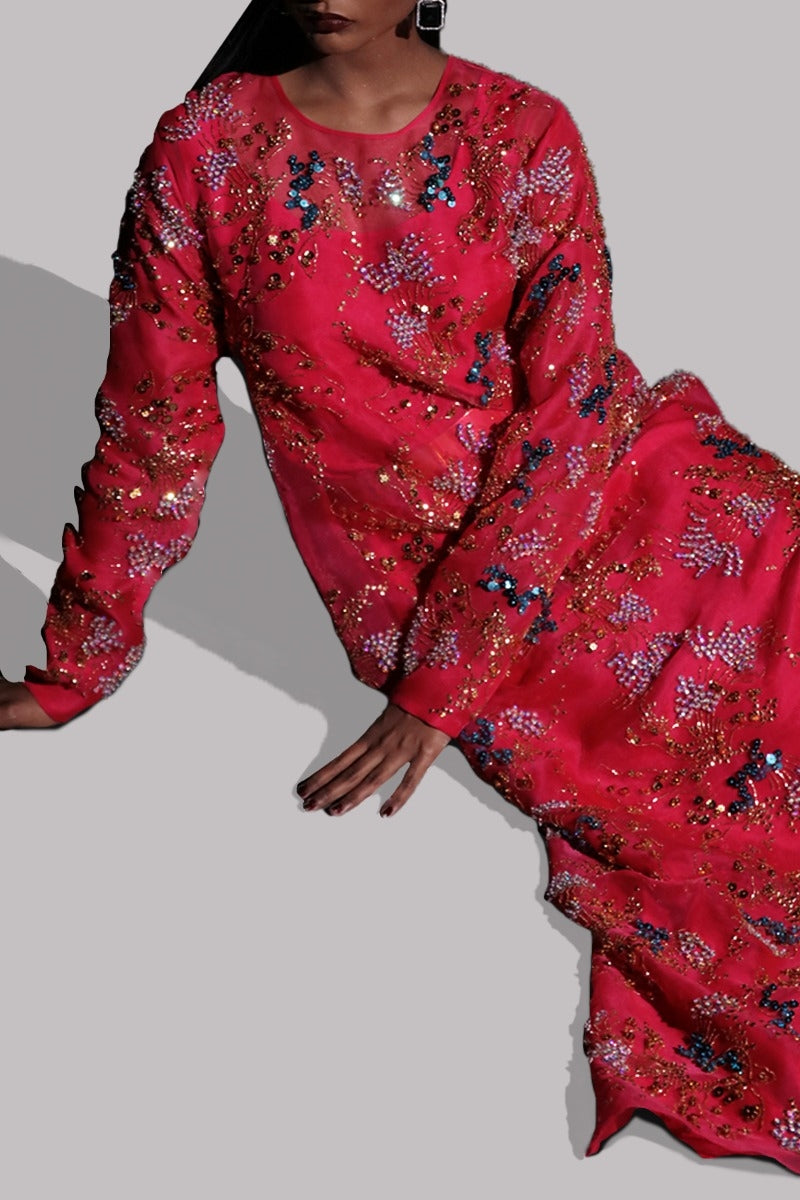 Lollipop Red Organza Maxi
