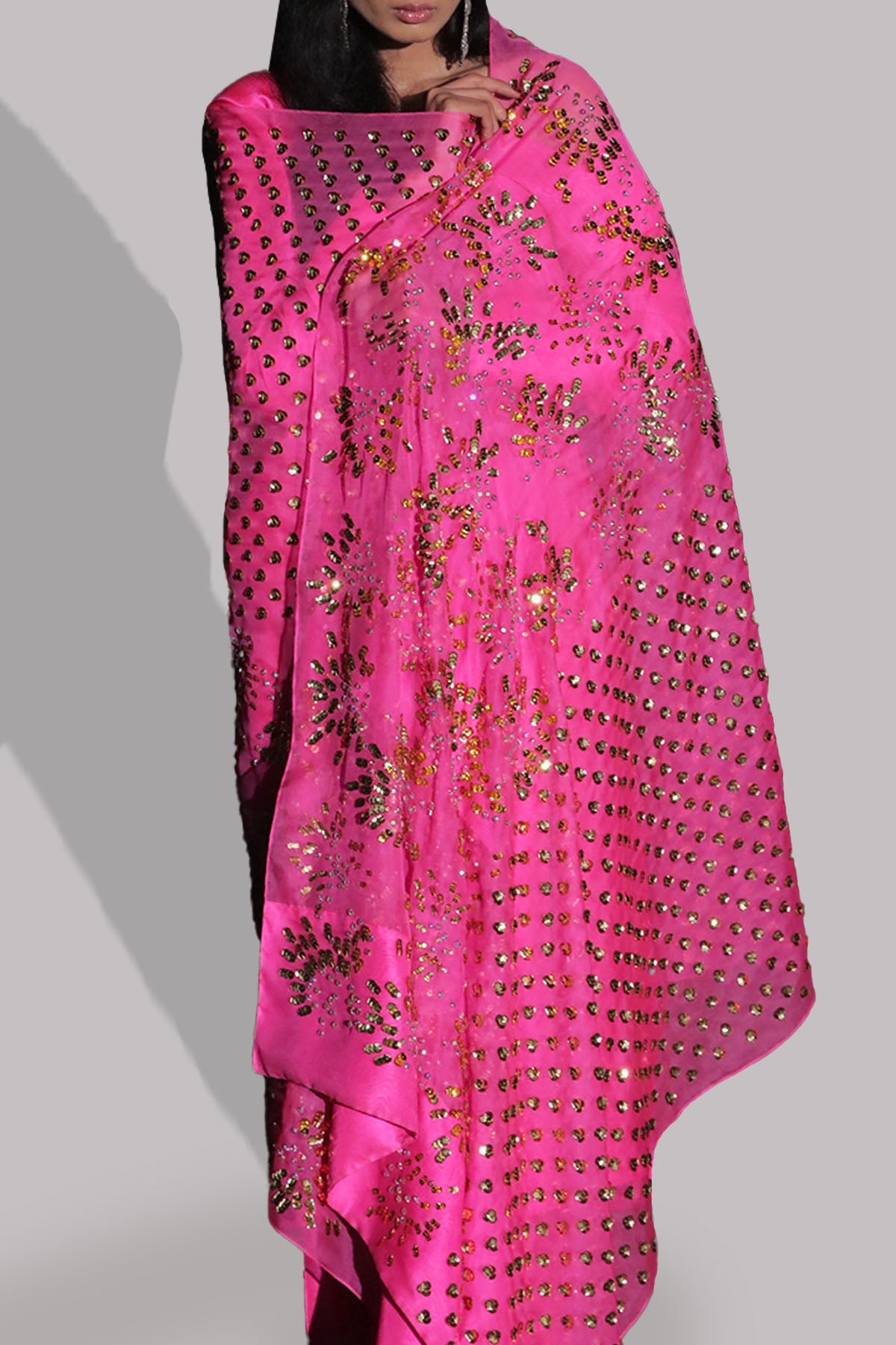 Diva Pink Embellished Raw Silk Set