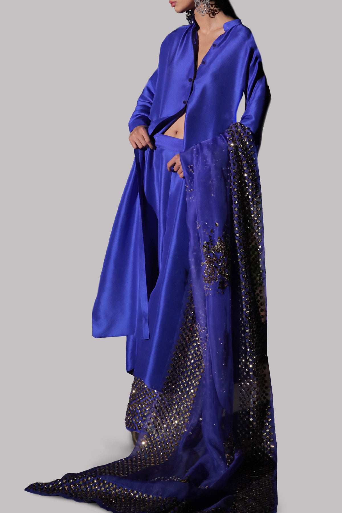 Surf The Web Embellished Raw Silk Set