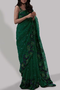 Bay Berry Embellished Organza Sari