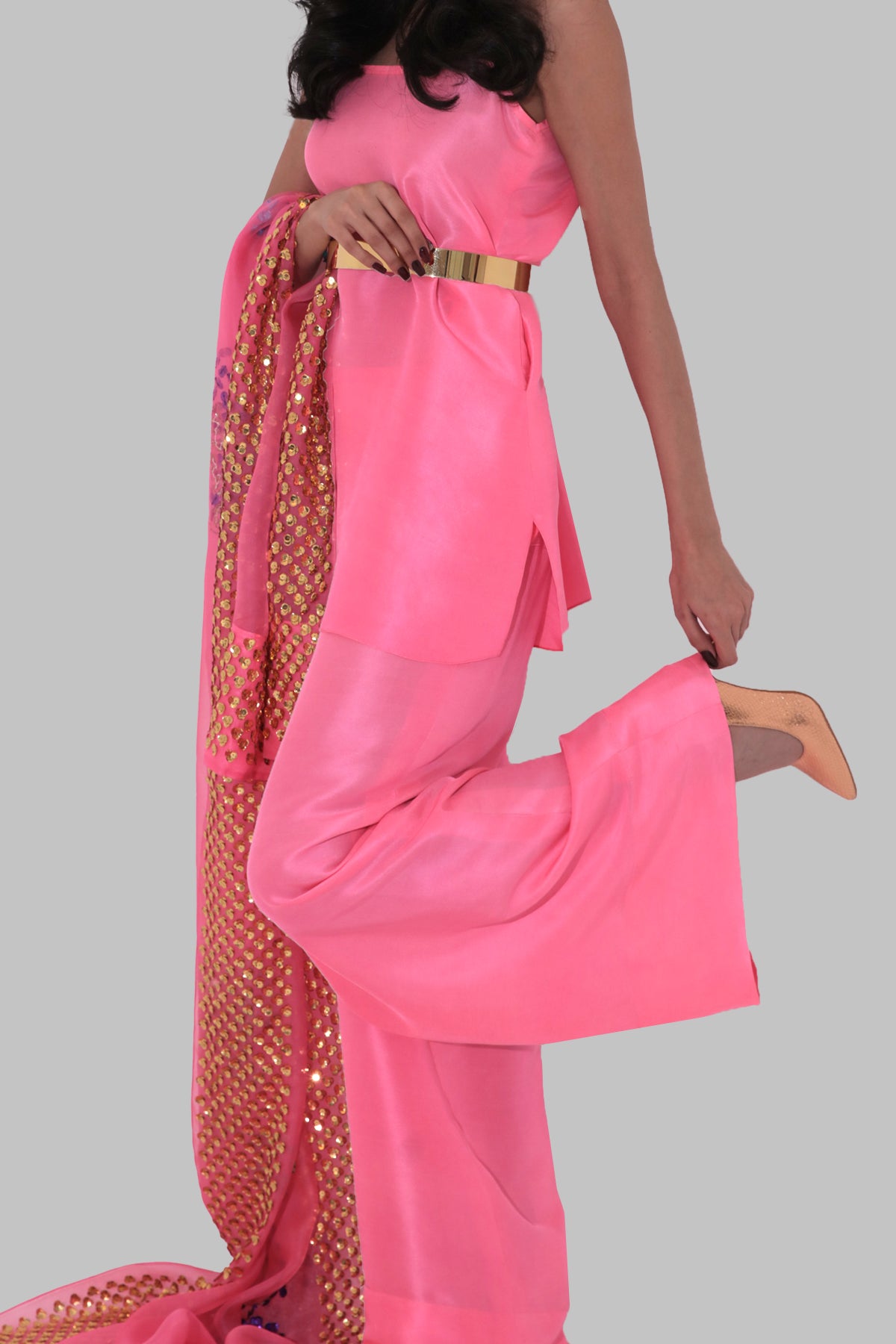 Pink Lemonade Embellished Raw Silk Set
