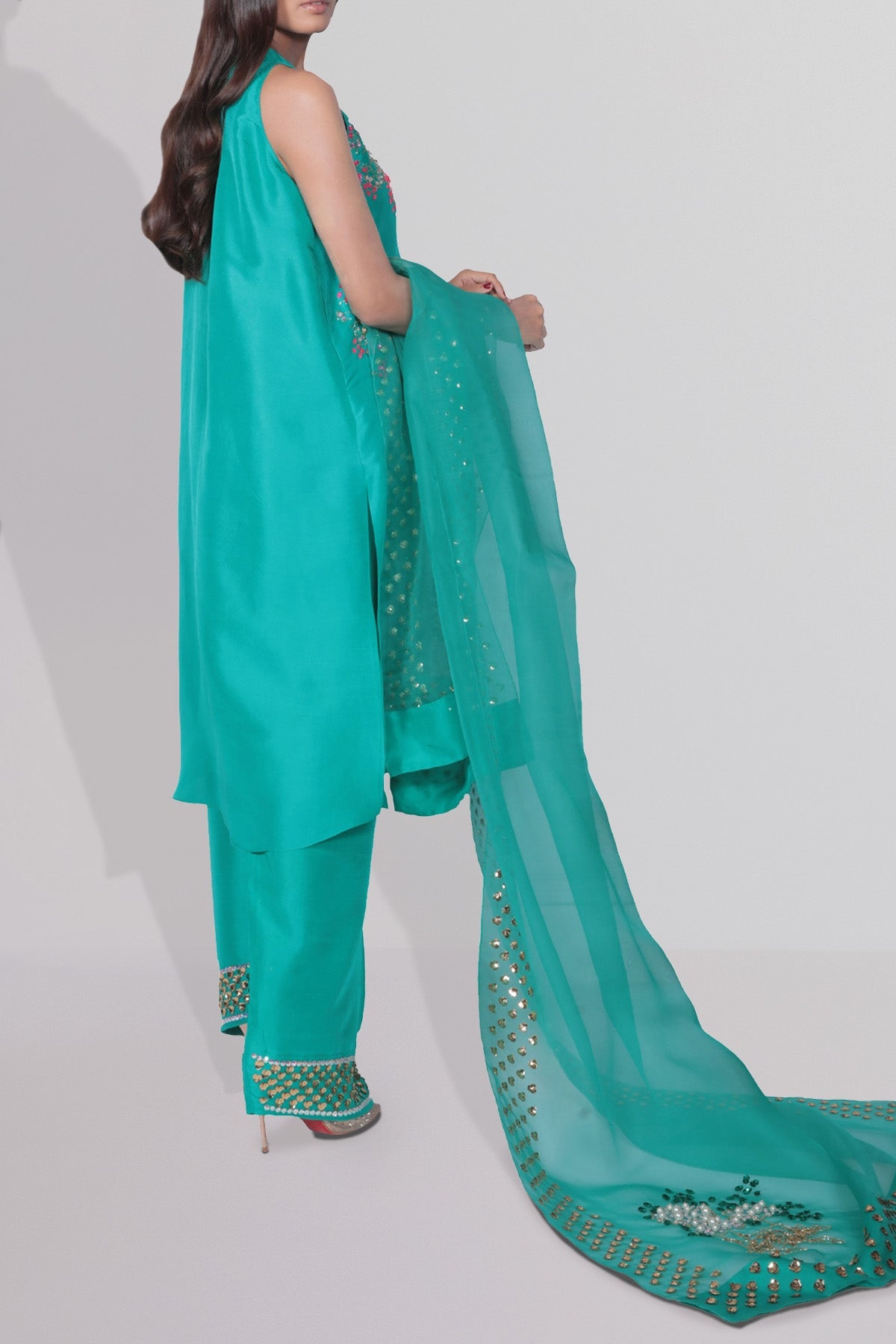 Arcadia Green Raw Silk Set