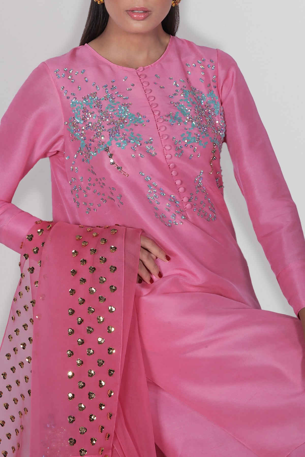 Sachet Pink Raw Silk Set
