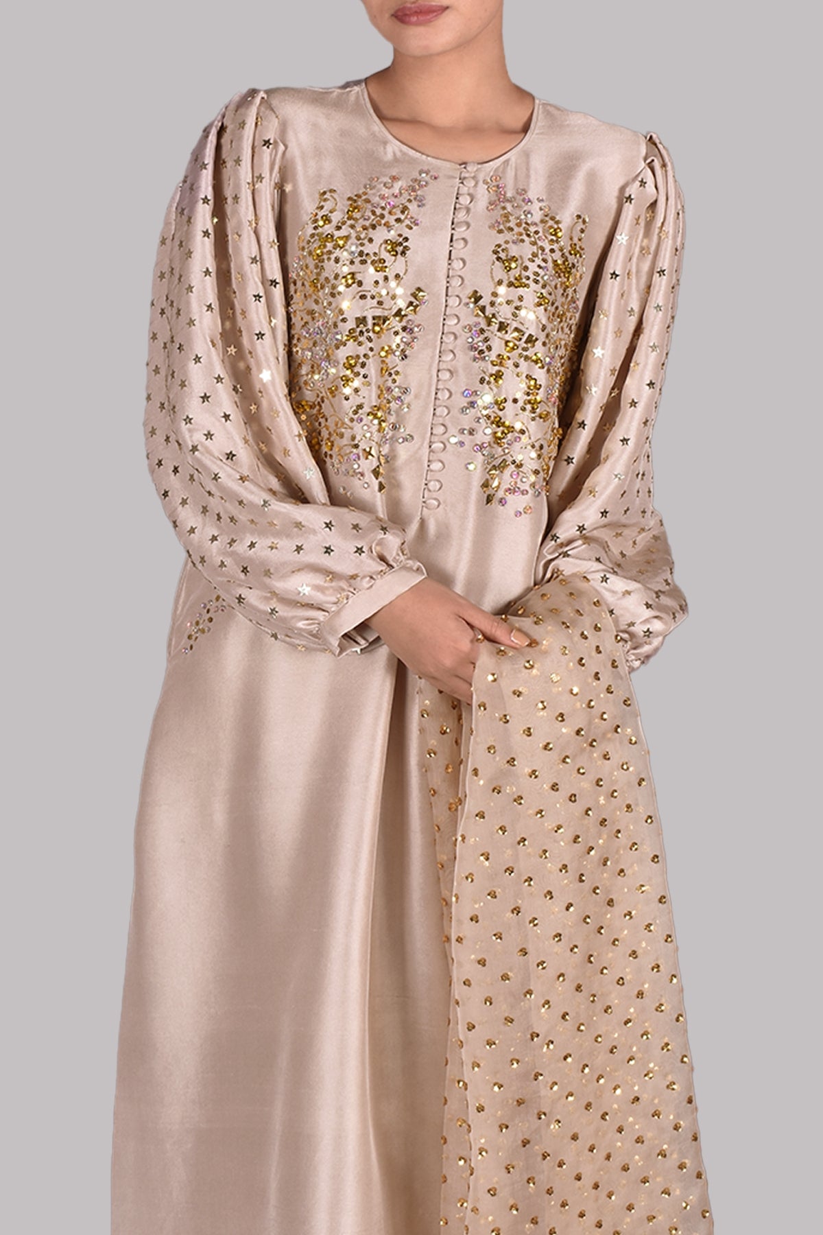 Rose Dust Embellished Raw Silk Set