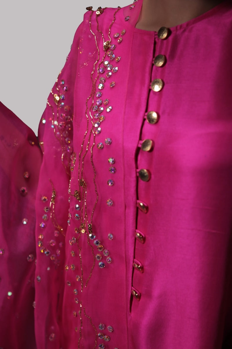 Diva Pink Raw Silk Maxi Set