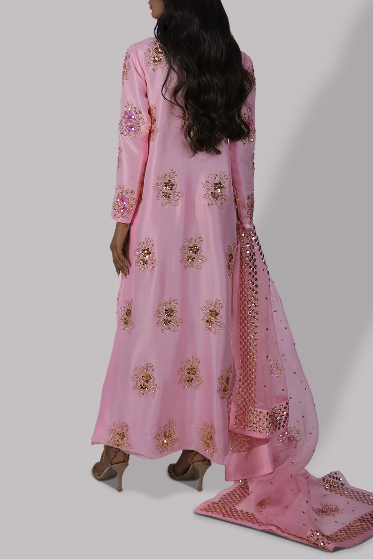 Rose Shadow Raw Silk Maxi Set