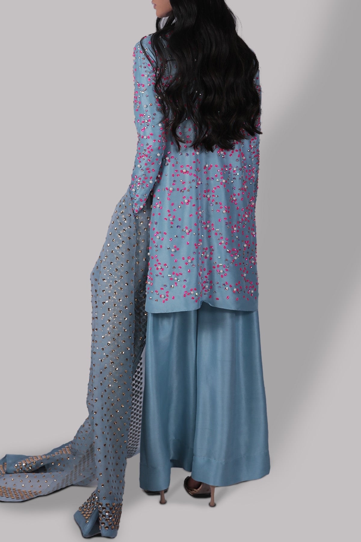Air Blue Raw Silk Set