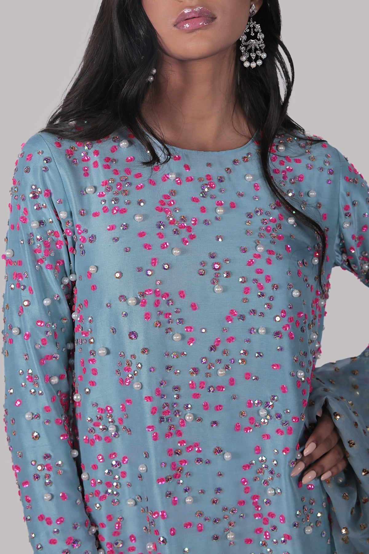 Air Blue Raw Silk Set