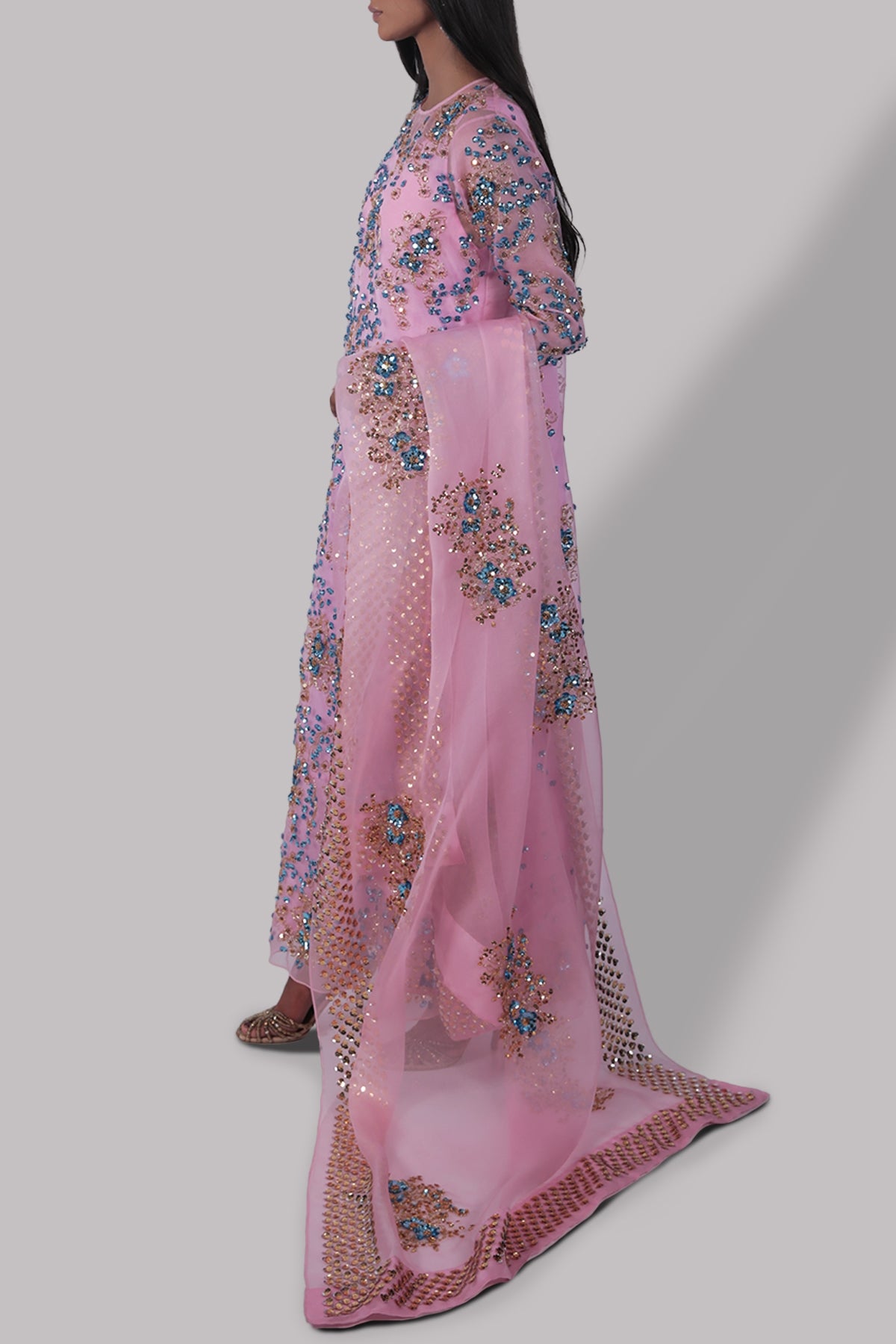 Rose Shadow Organza Maxi Set