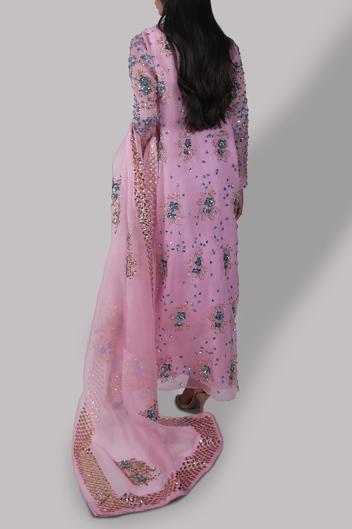 Rose Shadow Organza Maxi Set