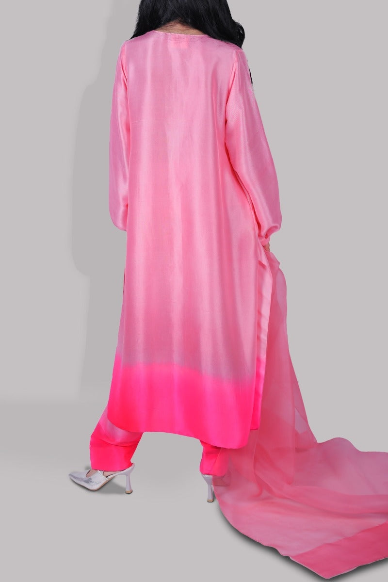 Peony &amp; Pink Lemonade Ombre Raw Silk Tunic Set