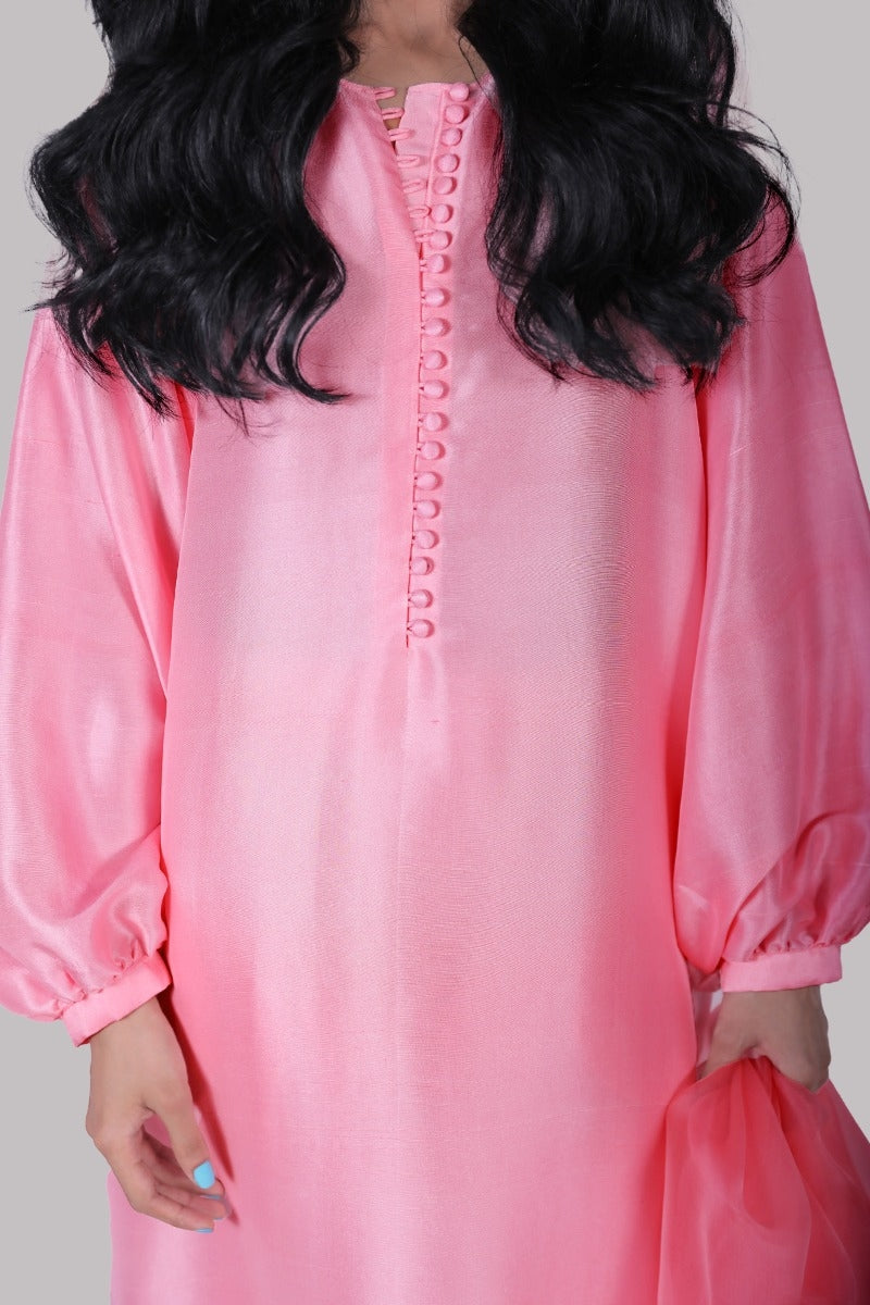 Peony &amp; Pink Lemonade Ombre Raw Silk Tunic Set