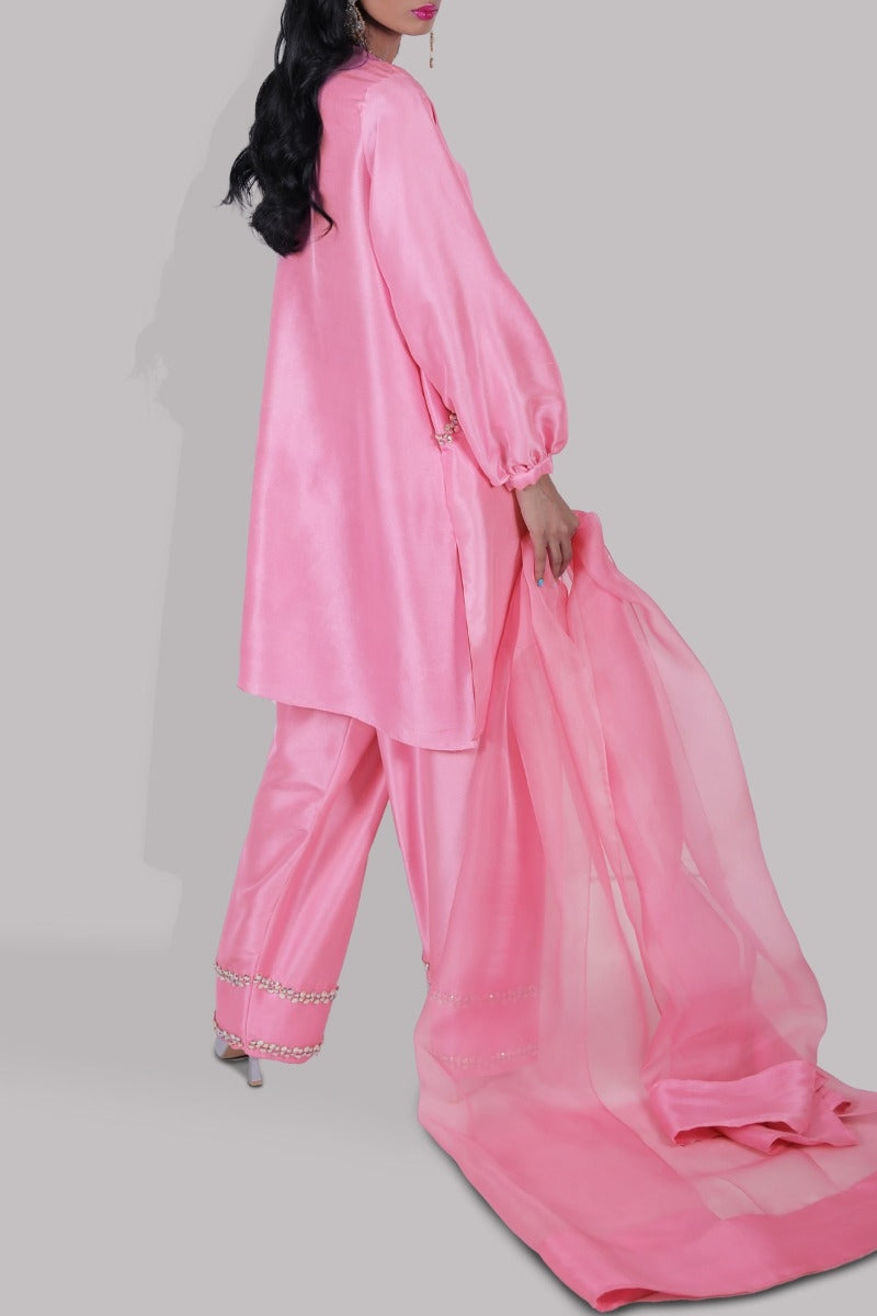 Peony Raw Silk Tunic Set