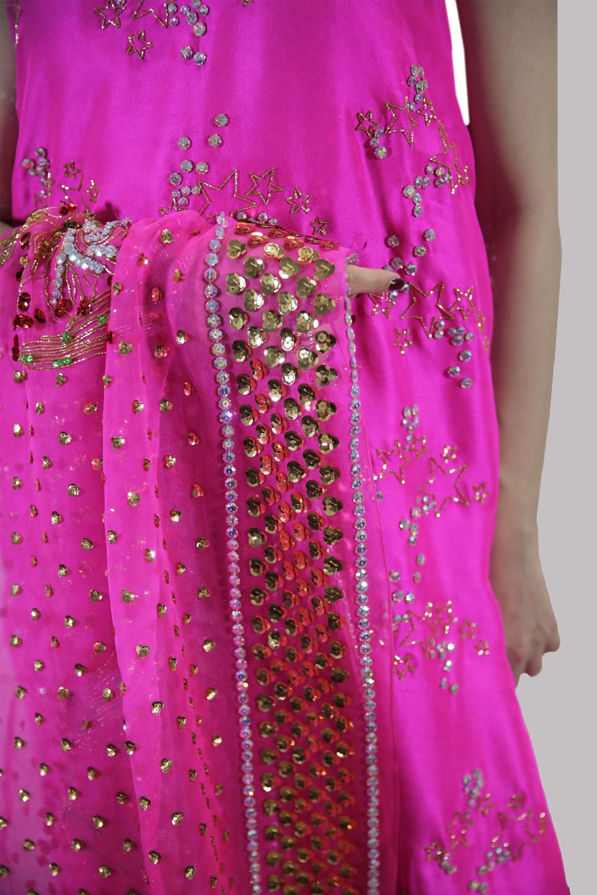Diva Pink Embellished Raw Silk Set