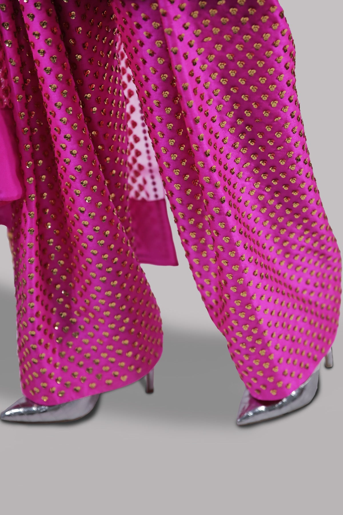 Diva Pink Embellished Raw Silk Set