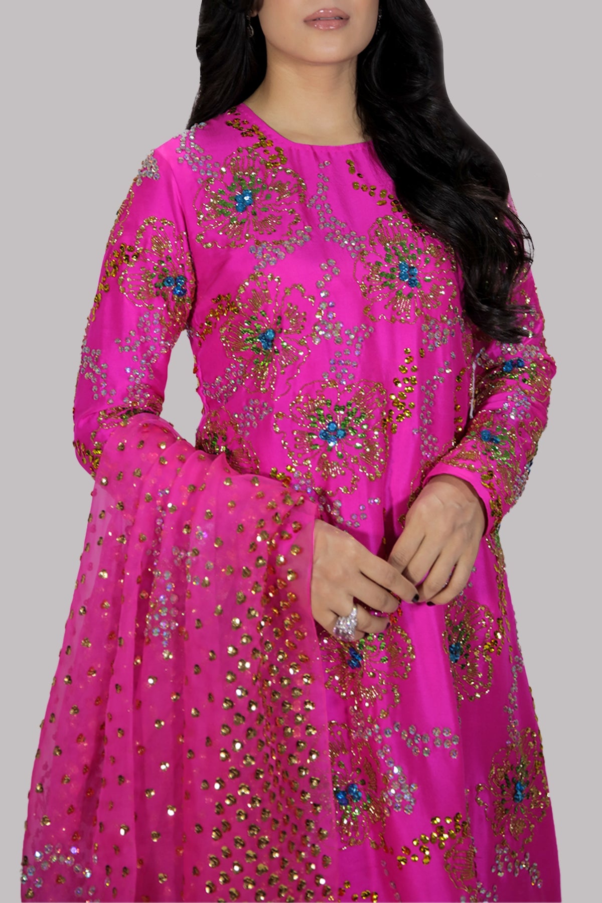 Diva Pink Raw Silk Set