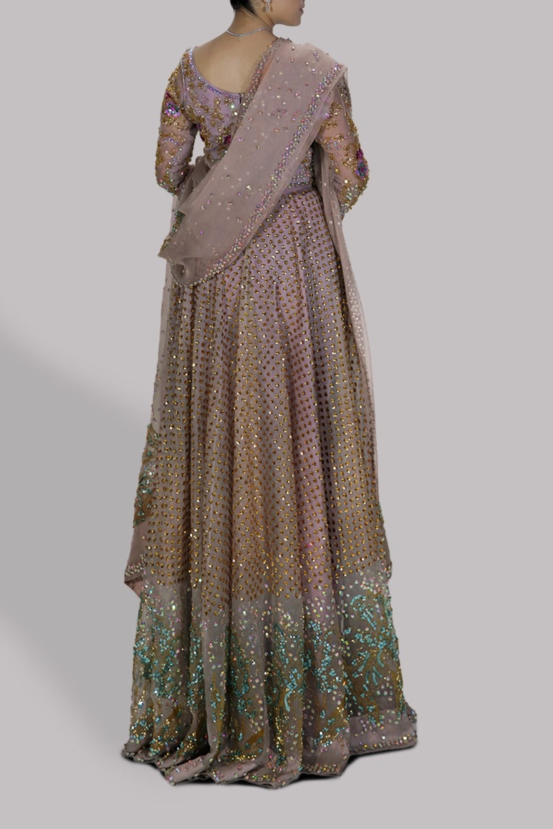 Silver Gray Embellished Lehenga Choli Set