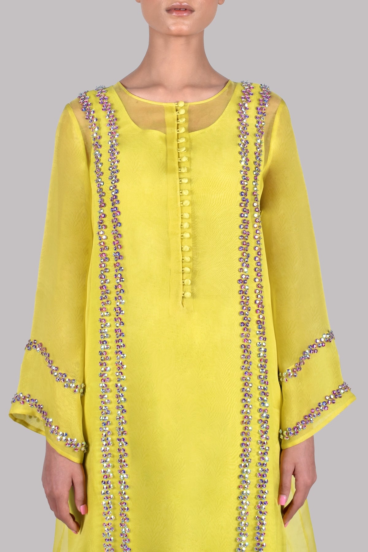 Aurora Yellow Embellished Organza Set