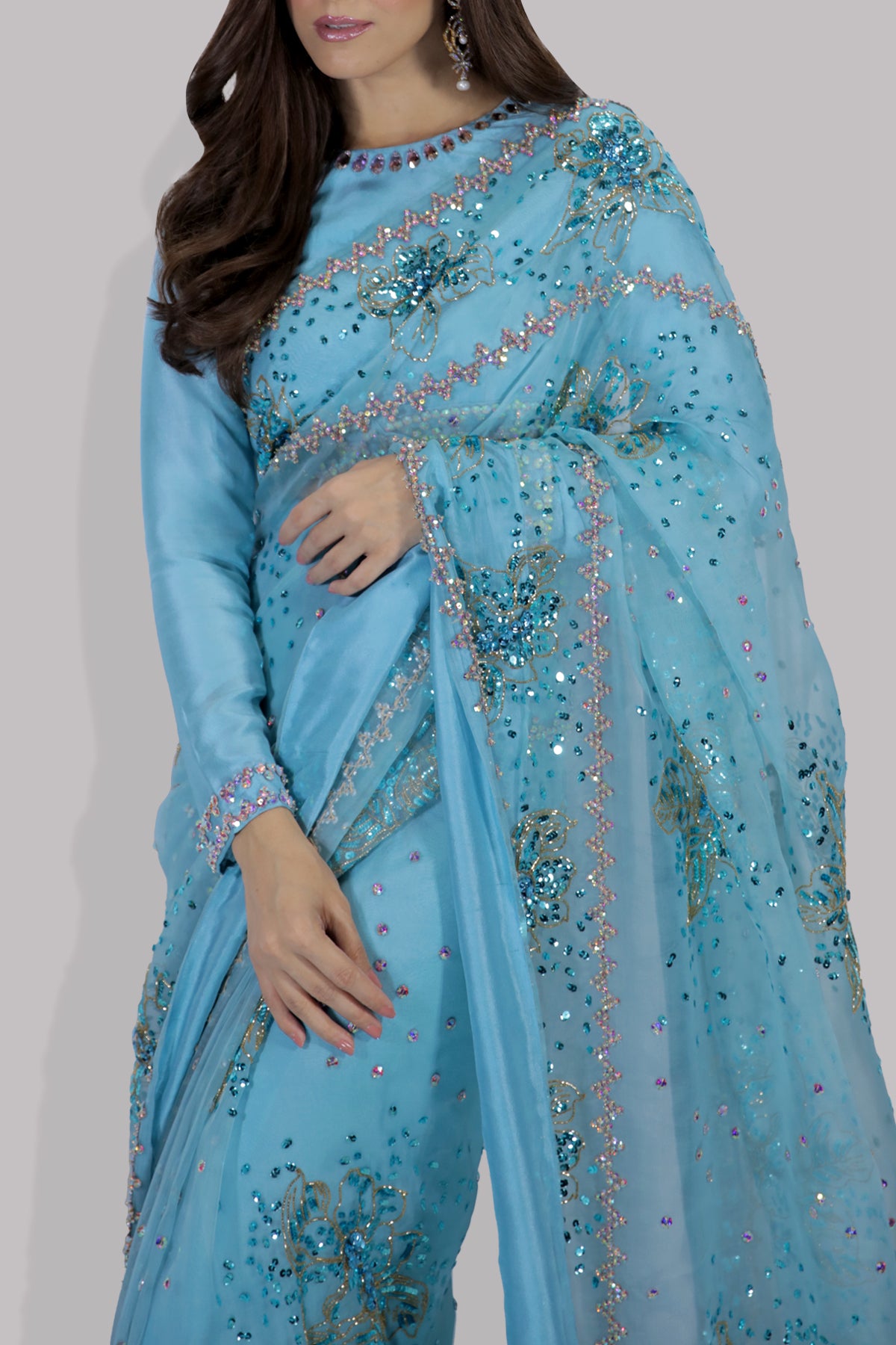 Petit Four Embellished Organza Sari