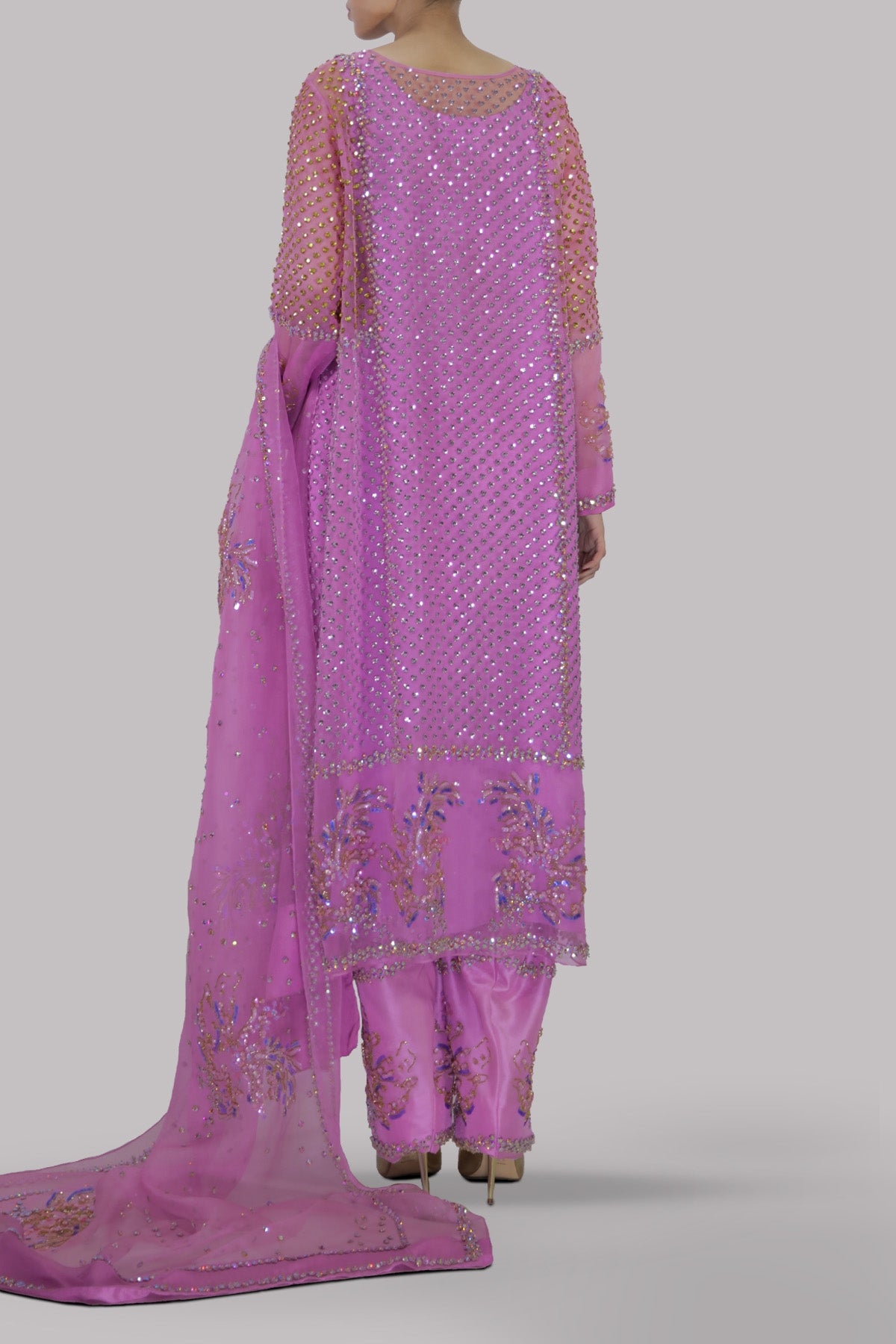 Lilac Embellished Organza Set