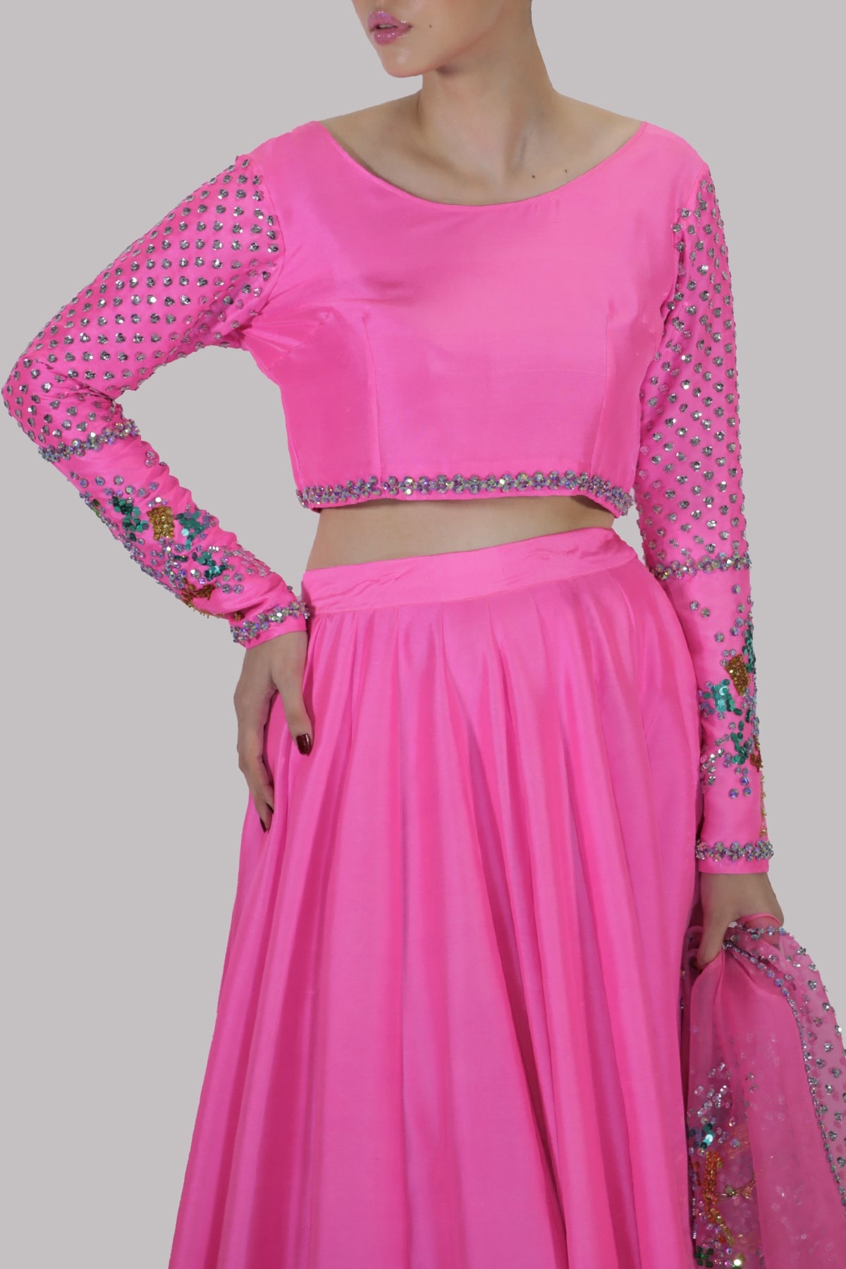 Pink Carnation Embellished Lehenga Choli Set