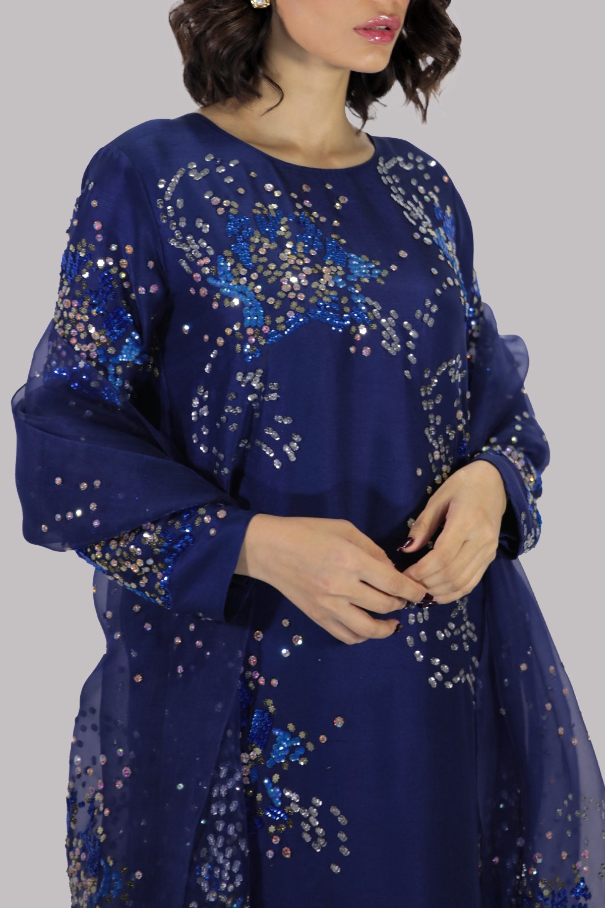 Black Iris Raw Silk Maxi Set