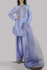 Forever Blue Embellished Raw Silk Set
