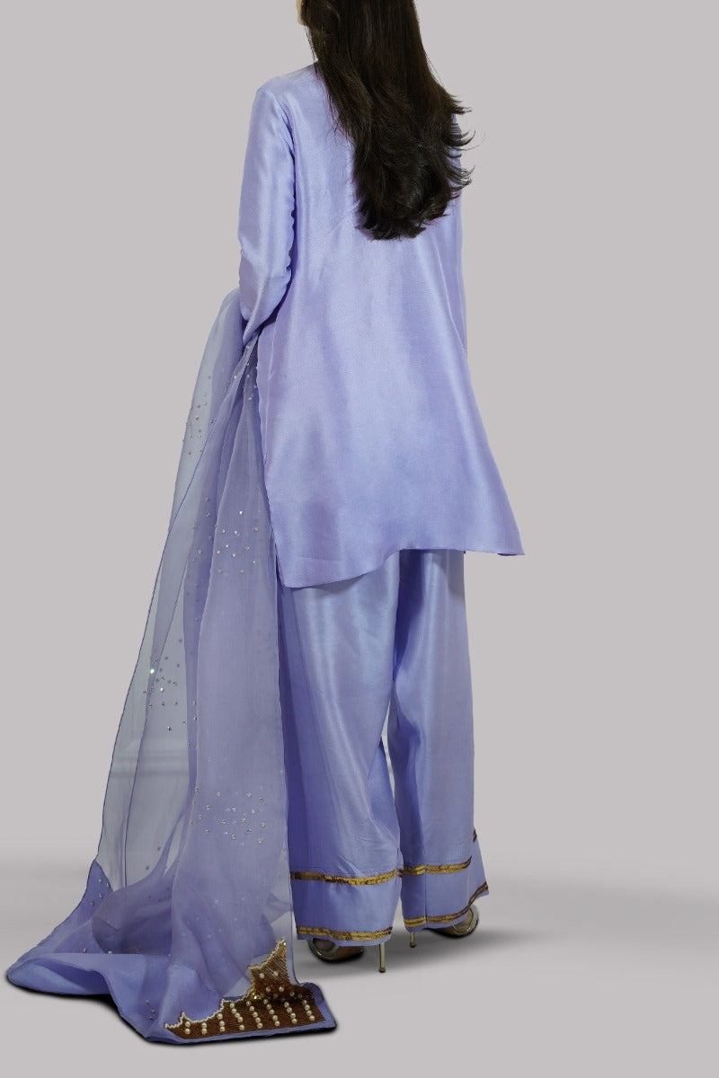 Forever Blue Embellished Raw Silk Set
