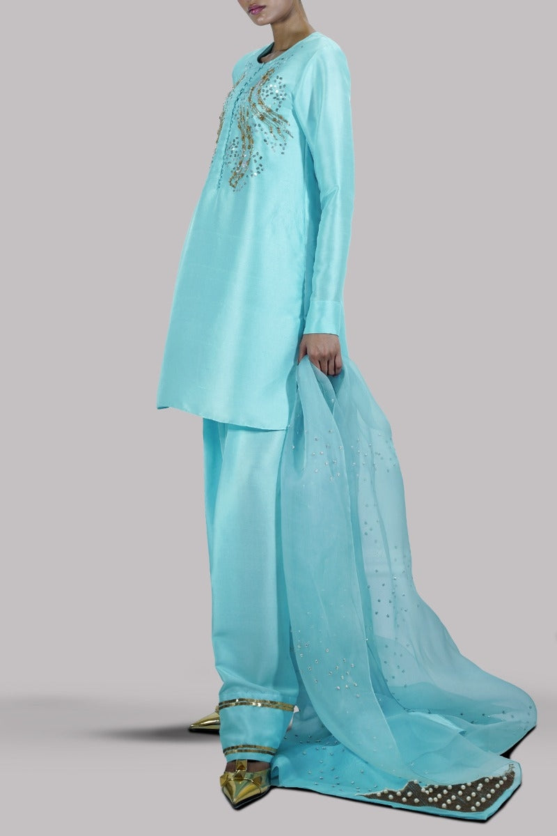 Petit Four Embellished Raw Silk Set